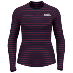 Sous-vêtement Technique Odlo Active Warm Originals Eco Stripes BL Top Crew Neck LS Dark Sapphire Sundried Tomato