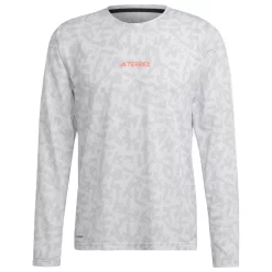 Tee-shirt De Trail Adidas Agravic Longsleeve Trail GFX White Grey Two