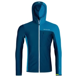 Polaire Ortovox Fleece Light Grid Hooded Jkt M Petrol Blue