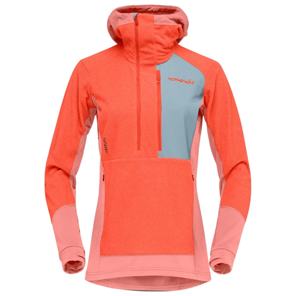 Polaire Norrona Lofoten Thermal Pro Hood W's Orange Alert Peach Amber 1 Polaire Norrona Lofoten Thermal Pro Hood W's Orange Alert Peach Amber