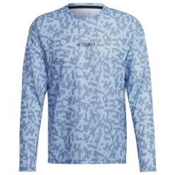 Tee-shirt De Trail Adidas Agravic Longsleeve Trail GFX Blue Dawn Wonder Steel