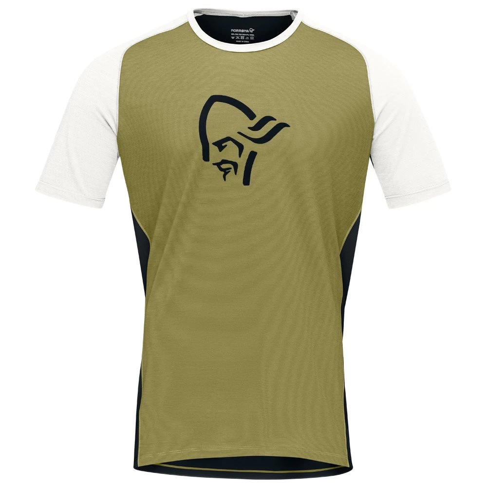 Maillot VTT Norrona Fjørå Wool T-Shirt M's Olive Drab Caviar 1 Maillot VTT Norrona Fjørå Wool T-Shirt M's Olive Drab Caviar