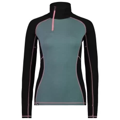 Sous-vêtement Technique Mons Royale Europe W's Olympus Half Zip Burnt Sage Black