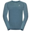 Tee-shirt De Trail Odlo Essential Seamless T-Shirt L/S Crew Neck Blue Wing Teal Melange