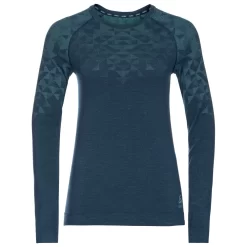 Sous-vêtement Technique Odlo Kinship PW 200 BL Top Crew Neck LS Wmn Blue Wing Teal Melange
