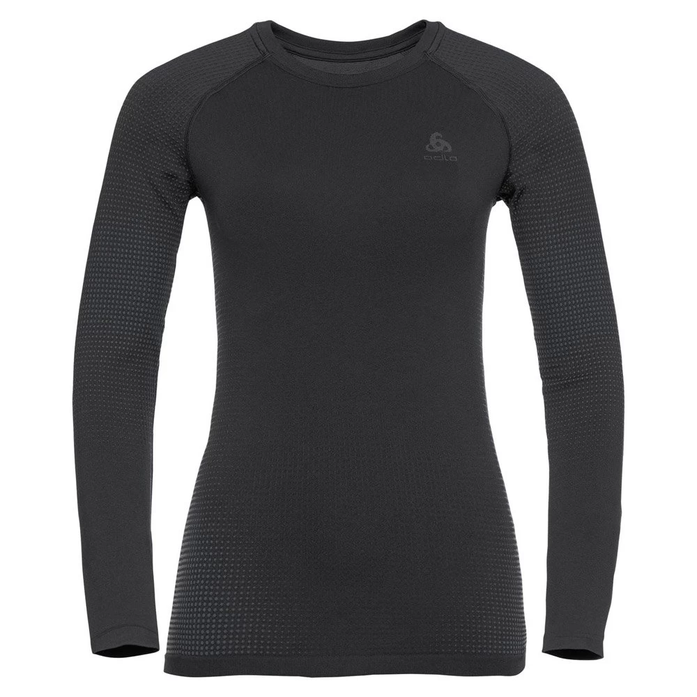 Sous-vêtement Technique Odlo Performance Warm Eco Top Crew Neck Ls Wmn Black Graphite Grey 1 Sous-vêtement Technique Odlo Performance Warm Eco Top Crew Neck Ls Wmn Black Graphite Grey